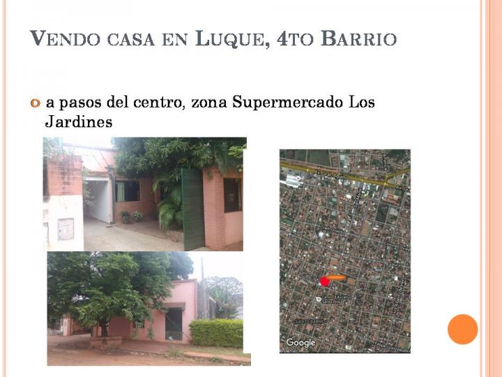 OFERTA!!!! Vendo casa en Luque, 4to Barrio a pasos del centro, zona Supermercado Los Jardines 